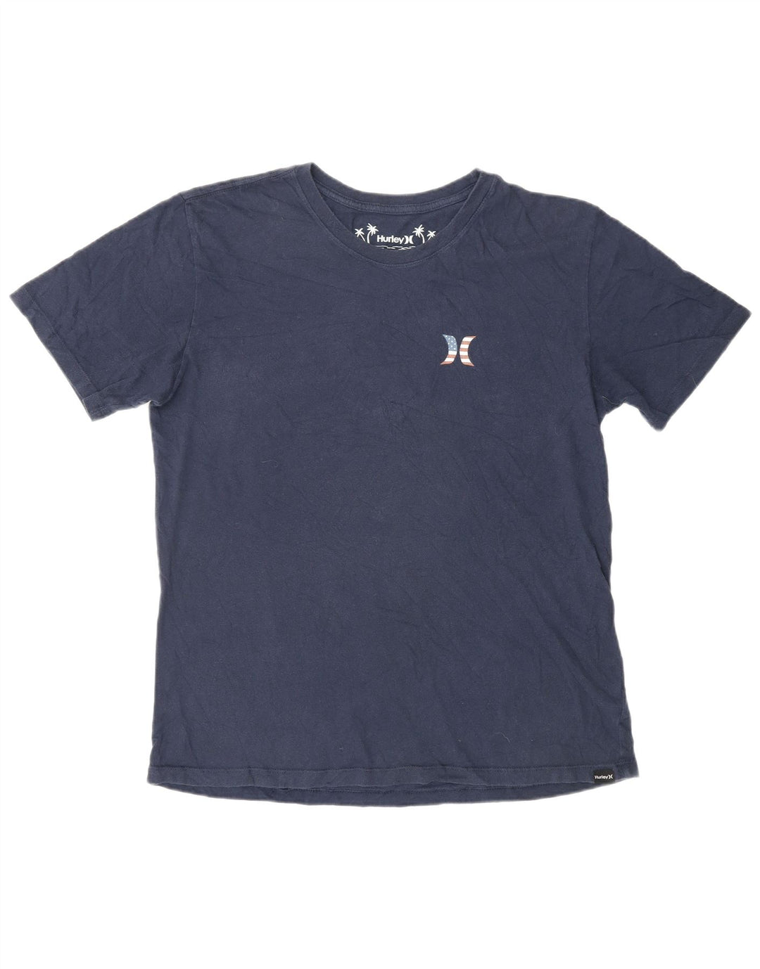 HURLEY Mens Graphic T-Shirt Top Medium Navy Blue Cotton