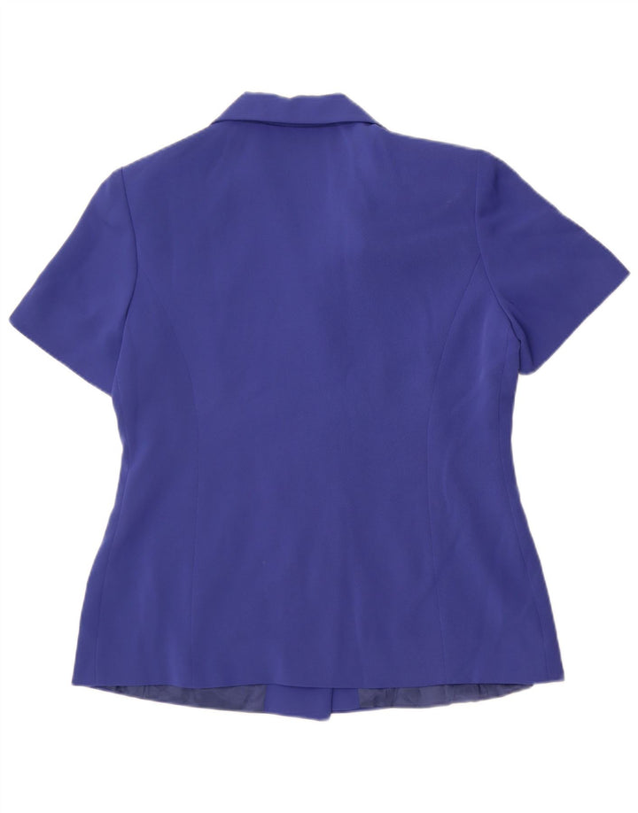 Dream Womens Short Sleeve Double Breasted Blazer Jacket UK 12 Medium Blue