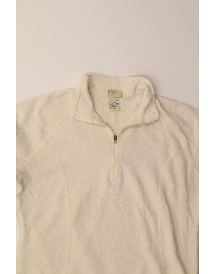L.L.BEAN Womens Zip Neck Fleece Jumper UK 14 Medium Off White Polyester Vintage L.L.Bean and Second-Hand L.L.Bean from Messina Hembry 