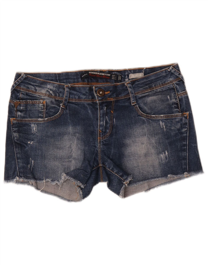 Zara Womens Distressed Denim Shorts EU 38 Small W28 Blue
