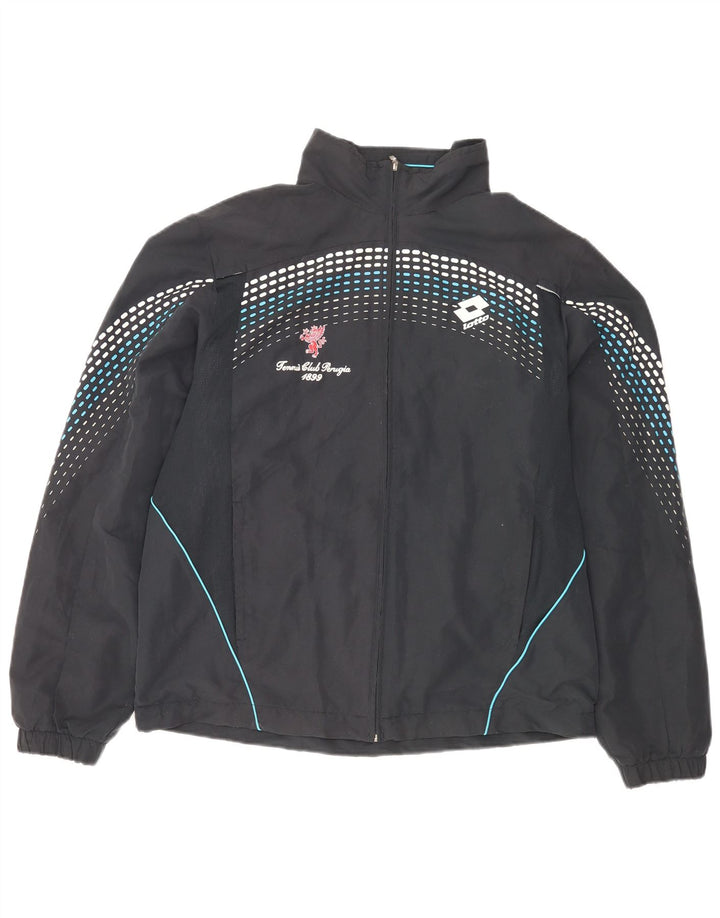 LOTTO Mens Tennis Club Perugia Graphic Tracksuit Top Jacket Large Black
