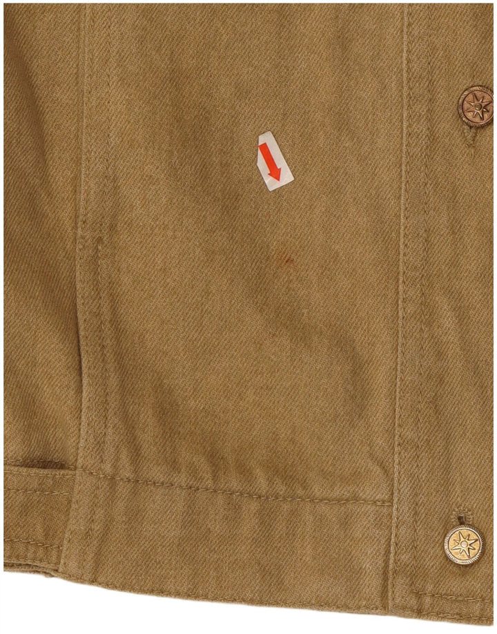 Marina Sport Womens Oversized Denim Jacket Size 19 Small Khaki Cotton