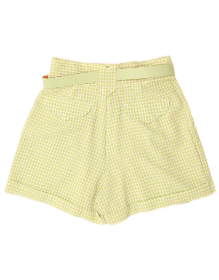 PIMKIE Womens High Waist Chino Shorts IT 44 Medium W26 Green Gingham