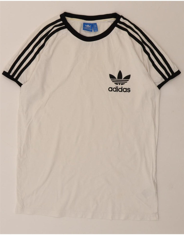 ADIDAS Mens Graphic T-Shirt Top Medium White Cotton Vintage Adidas and Second-Hand Adidas from Messina Hembry 