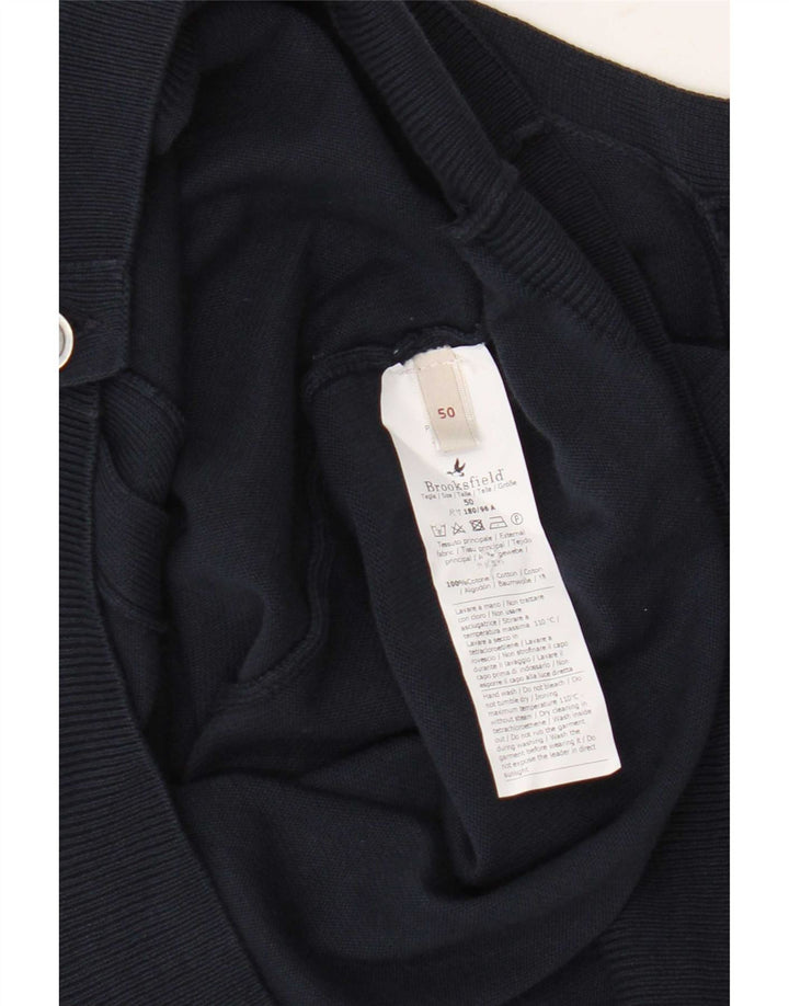 Brooksfield Mens Cardigan Sweater IT 50 Medium Navy Blue Cotton