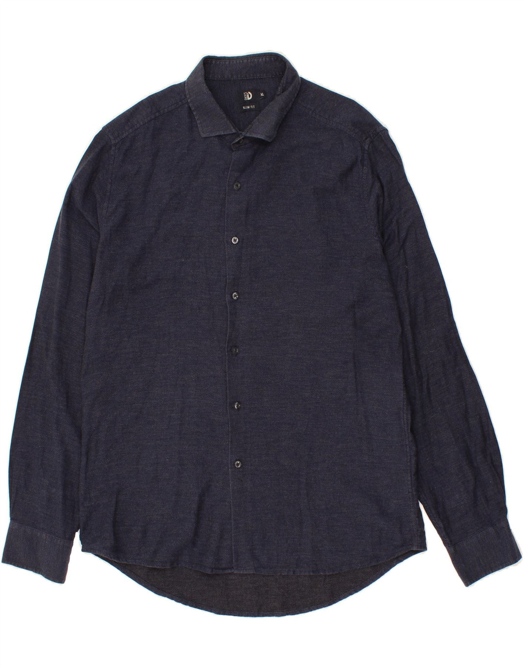 DACK'S Mens Slim Fit Shirt XL Navy Blue Cotton Vintage Dack's and Second-Hand Dack's from Messina Hembry 