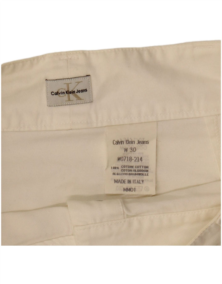 CALVIN KLEIN Womens Mini Skirt W30 Medium Off White Cotton