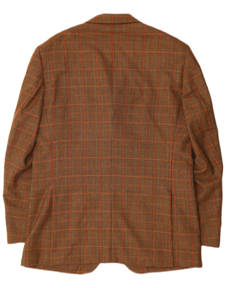 Vintage Mens 3 Button Blazer Jacket IT 52 XL Brown Check Wool