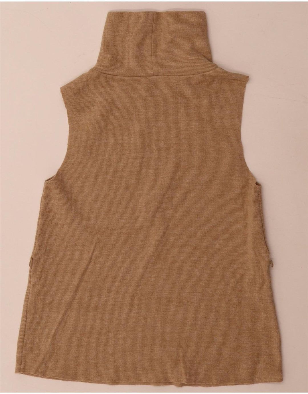 Zara Womens Vest Top UK 8 Small Beige Cotton