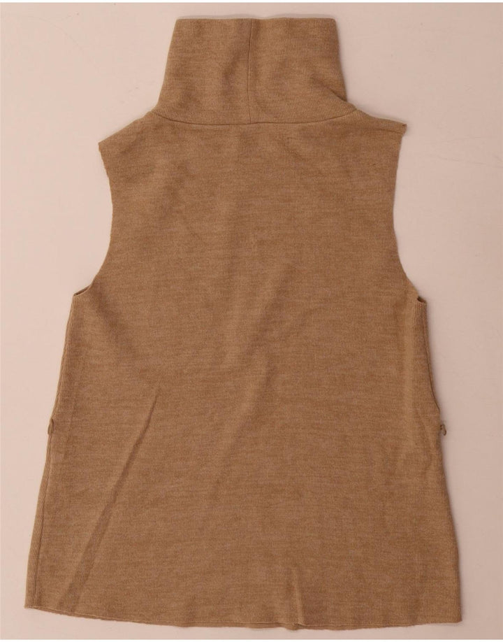 Zara Womens Vest Top UK 8 Small Beige Cotton