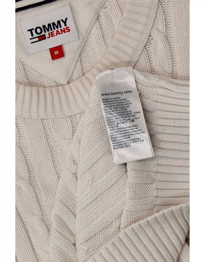 Tommy Hilfiger Mens Crew Neck Jumper Sweater Medium White Cotton