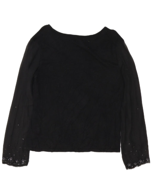 Marella Womens Long Sleeve Blouse Top UK 16 Large Black Floral Viscose