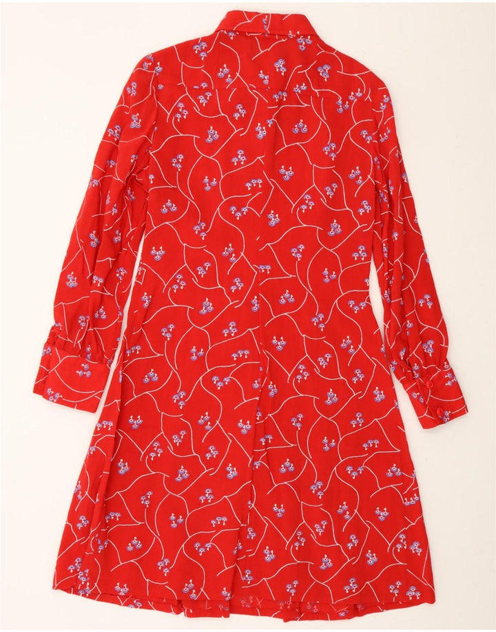 VINTAGE Womens Abstract Pattern Shirt Dress UK 12 Medium Red Vintage Vintage and Second-Hand Vintage from Messina Hembry 