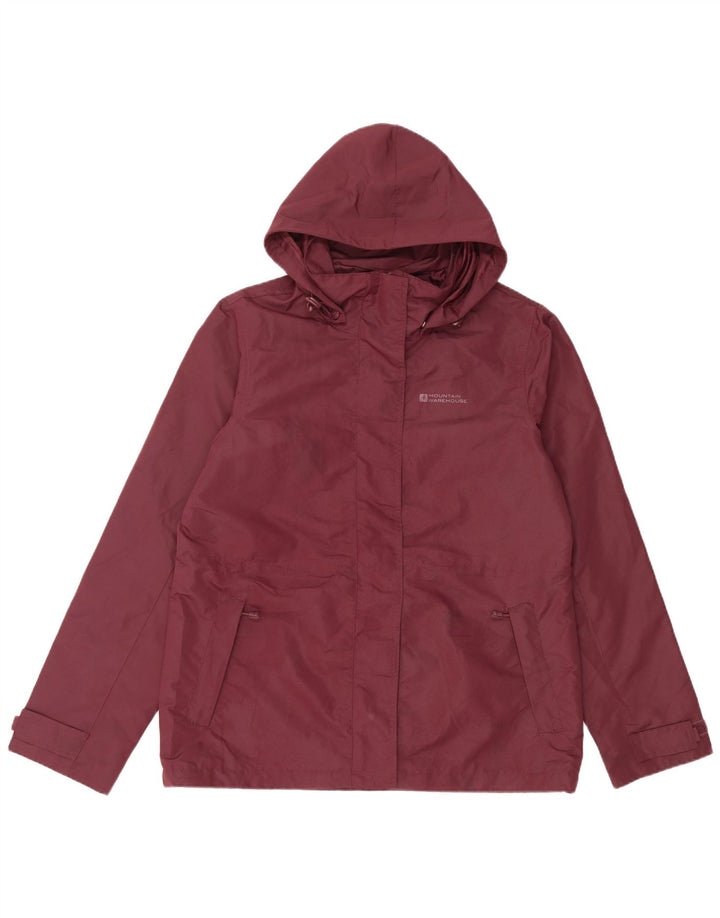 Mountain Warehouse Womens Hooded Rain Jacket UK 12 Medium Burgundy
