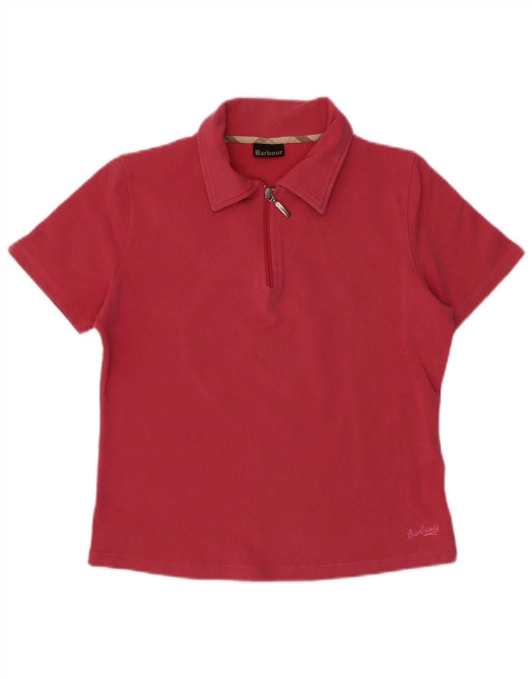 BARBOUR Womens Polo Shirt UK 12 Medium Pink