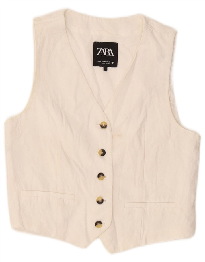Zara Womens Waistcoat UK 6 XS White