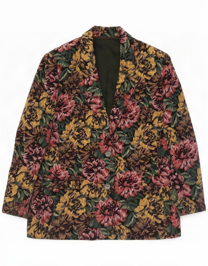 Vintage Womens 2 Button Blazer Jacket UK 12 Medium Multicoloured Floral
