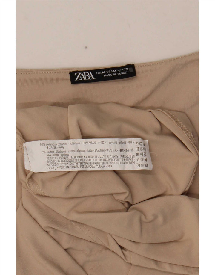 Zara Womens Vest Top UK 12 Medium Beige Polyamide