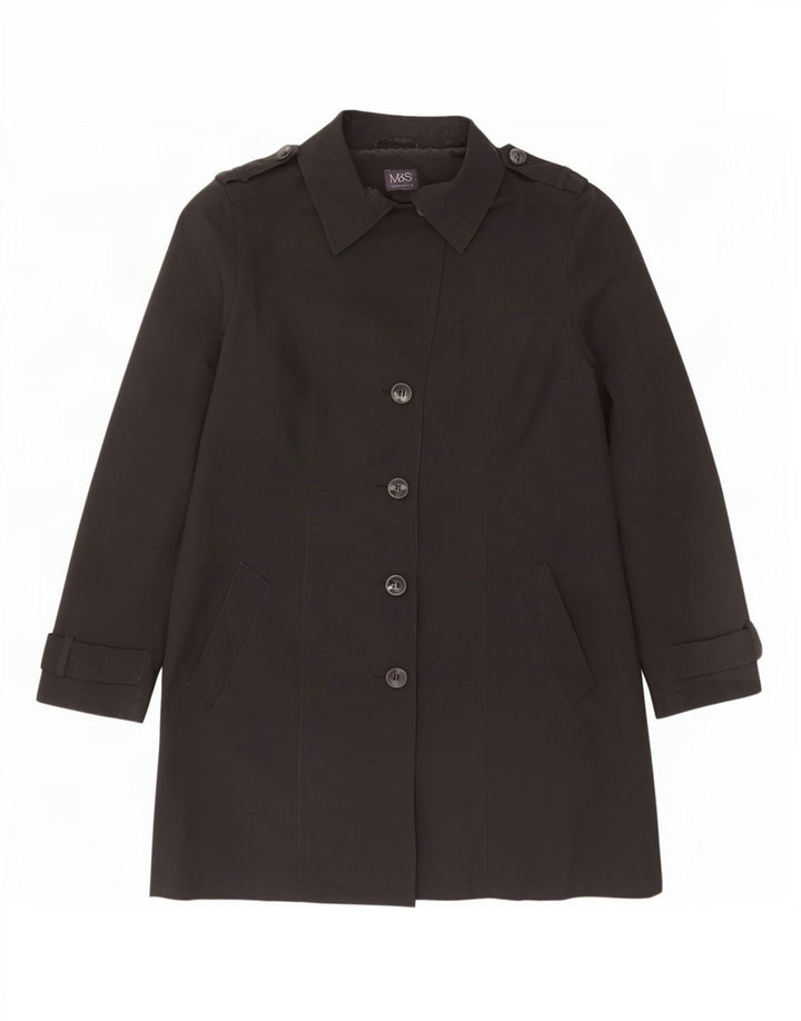 Marks & Spencer Womens Trench Coat UK 16 Large Black Polyester