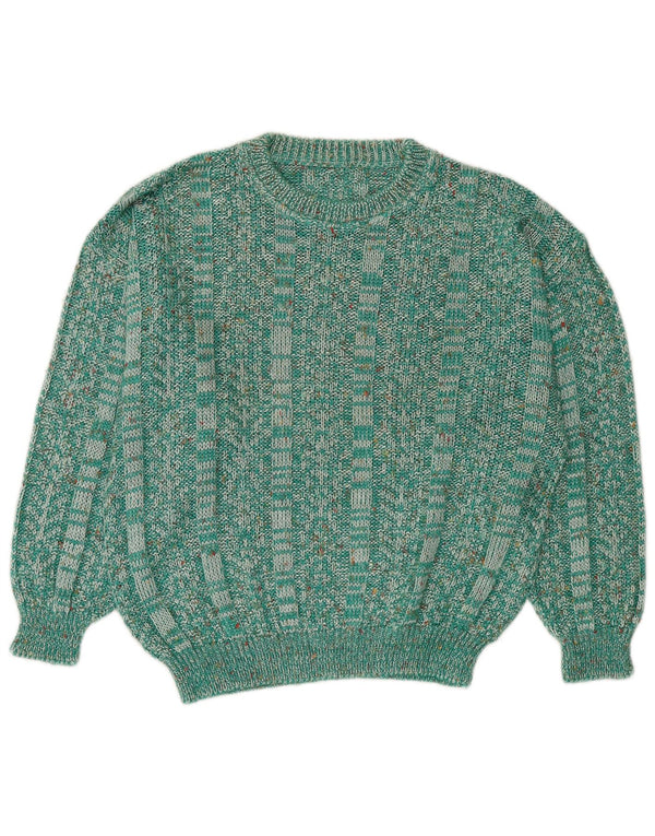 Vintage Womens Boat Neck Jumper Sweater UK 14 Medium Green Flecked