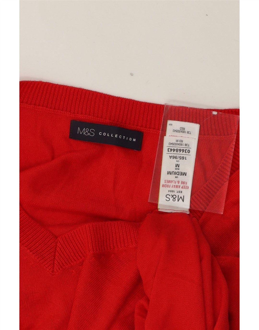 MARKS & SPENCER Womens V-Neck Jumper Sweater UK 14 Medium Red Acrylic Vintage Marks & Spencer and Second-Hand Marks & Spencer from Messina Hembry 