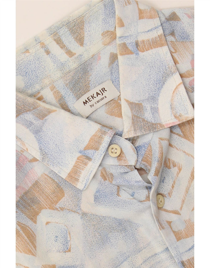 CASSERA Mens Short Sleeve Shirt Medium Blue Geometric Vintage Cassera and Second-Hand Cassera from Messina Hembry 