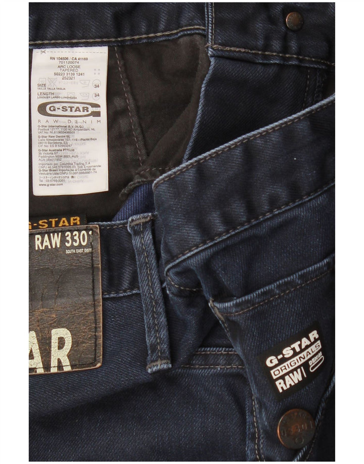 G-STAR Mens Arc Loose Tapered Jeans W34 L34 Navy Blue Cotton