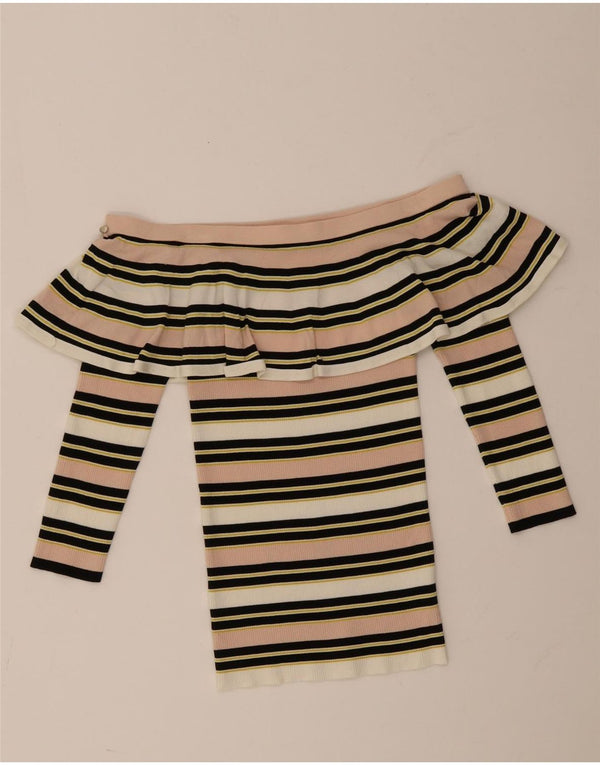 Patrizia Pepe Womens Off Shoulder Top US 2 XS Multicoloured Striped