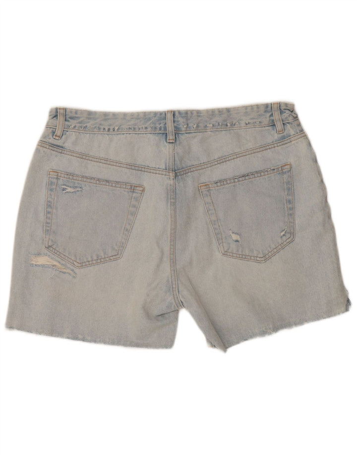 Zara Womens Distressed Denim Shorts EU 46 XL W36 Blue