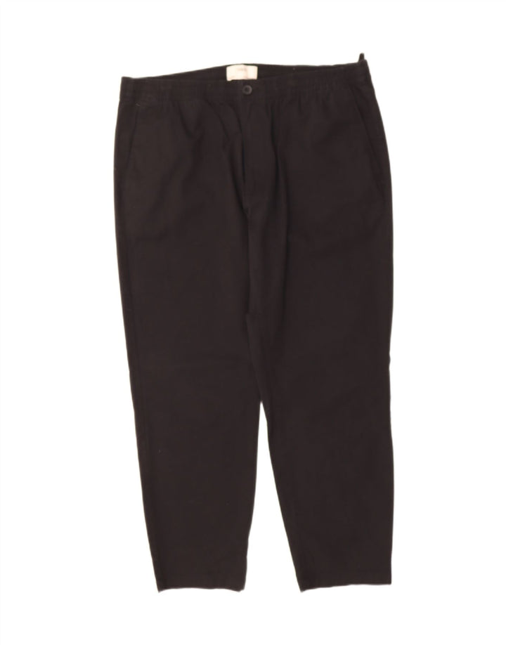 MARKS & SPENCER Mens Slim Cropped Trousers XL W40 L27 Black Polyester Vintage Marks & Spencer and Second-Hand Marks & Spencer from Messina Hembry 