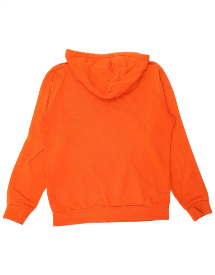 LE COQ SPORTIF Mens Graphic Hoodie Jumper Small Orange Cotton