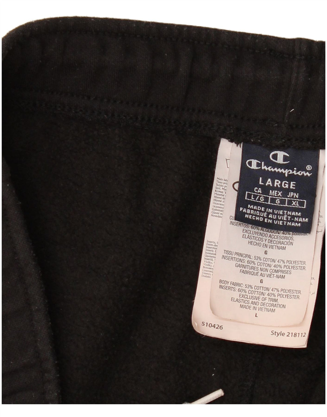 Champion Mens Tracksuit Trousers Large Black Cotton