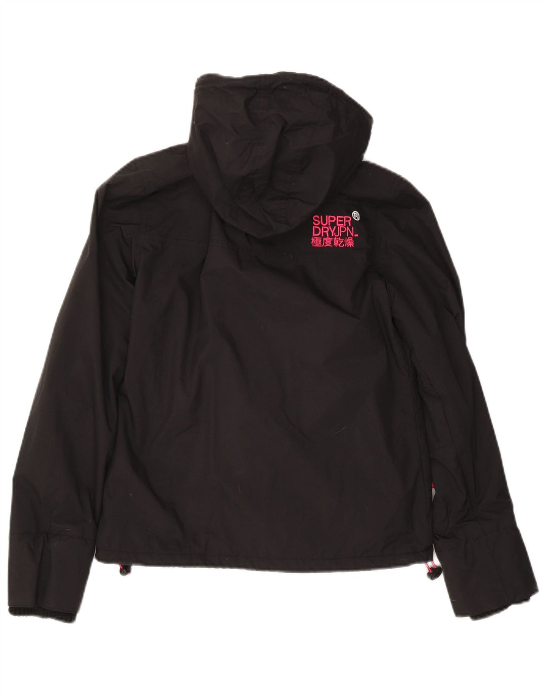 Superdry Womens Hooded Windbreaker Jacket UK 10 Small Black Nylon