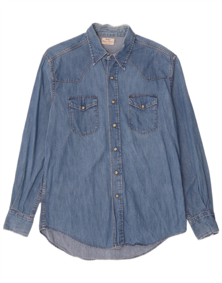 SISLEY Mens Denim Shirt Medium Blue