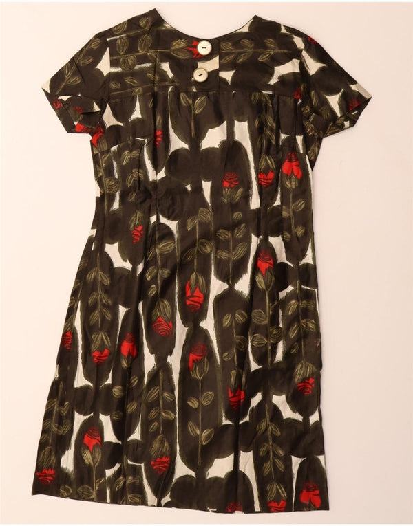 VINTAGE Womens Sheath Dress UK 12 Medium Brown Floral