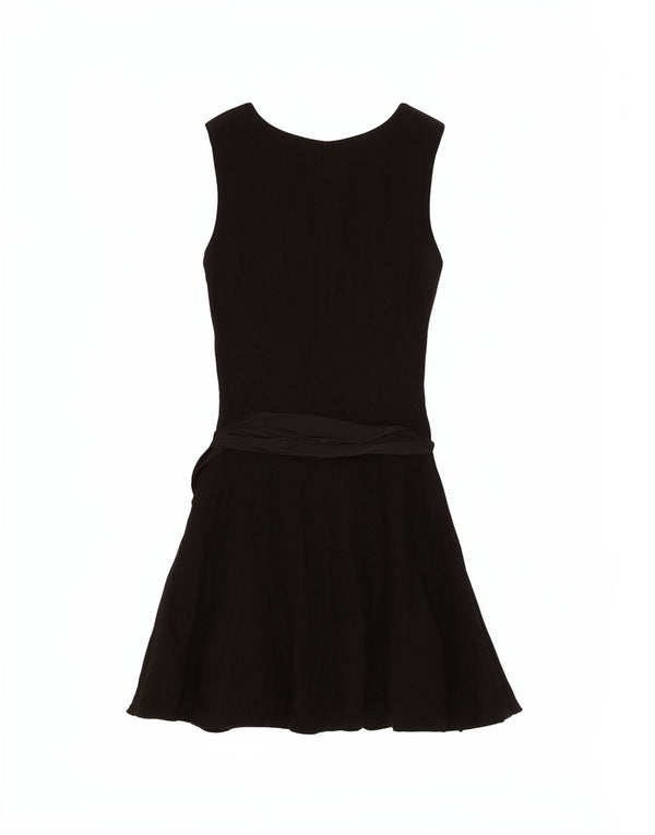 Marina Babini Womens Sleeveless A-Line Dress IT 46 Large Black Wool