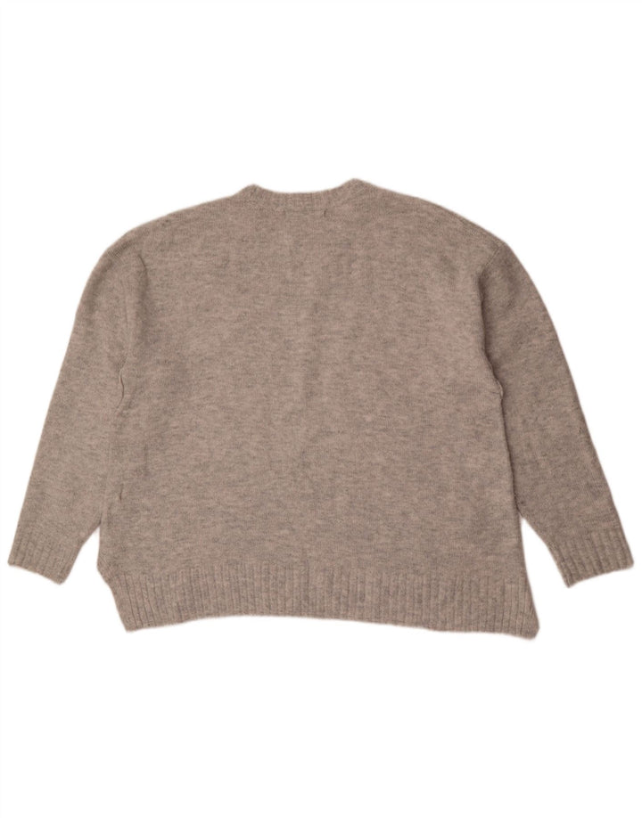 Marks & Spencer Womens Oversized Crew Neck Jumper Sweater UK 16 Large Grey