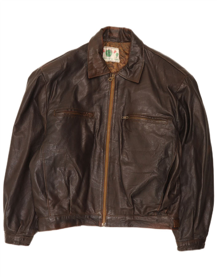 Vintage Mens Leather Jacket UK 40 Large Brown
