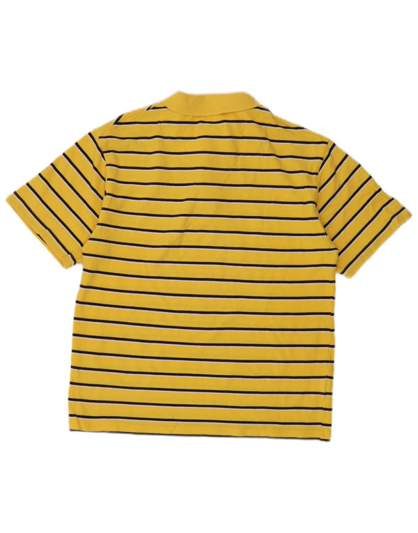 Izod Boys Polo Shirt 13-14 Years Large Yellow Striped Cotton