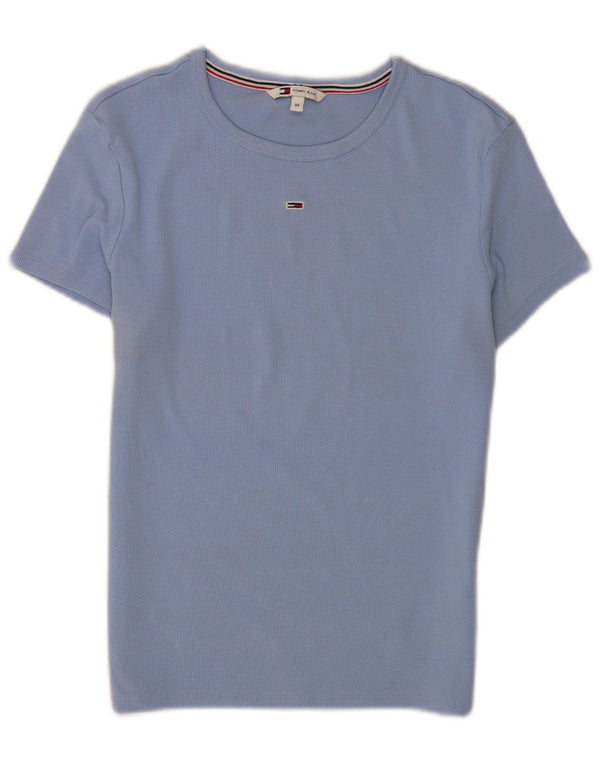 Tommy Hilfiger Womens Crop T-Shirt Top UK 12 Medium Blue Cotton