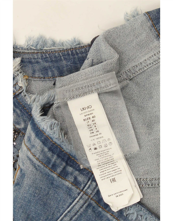 Liu Jo Womens Crop Denim Jacket UK 8 Small Blue Cotton