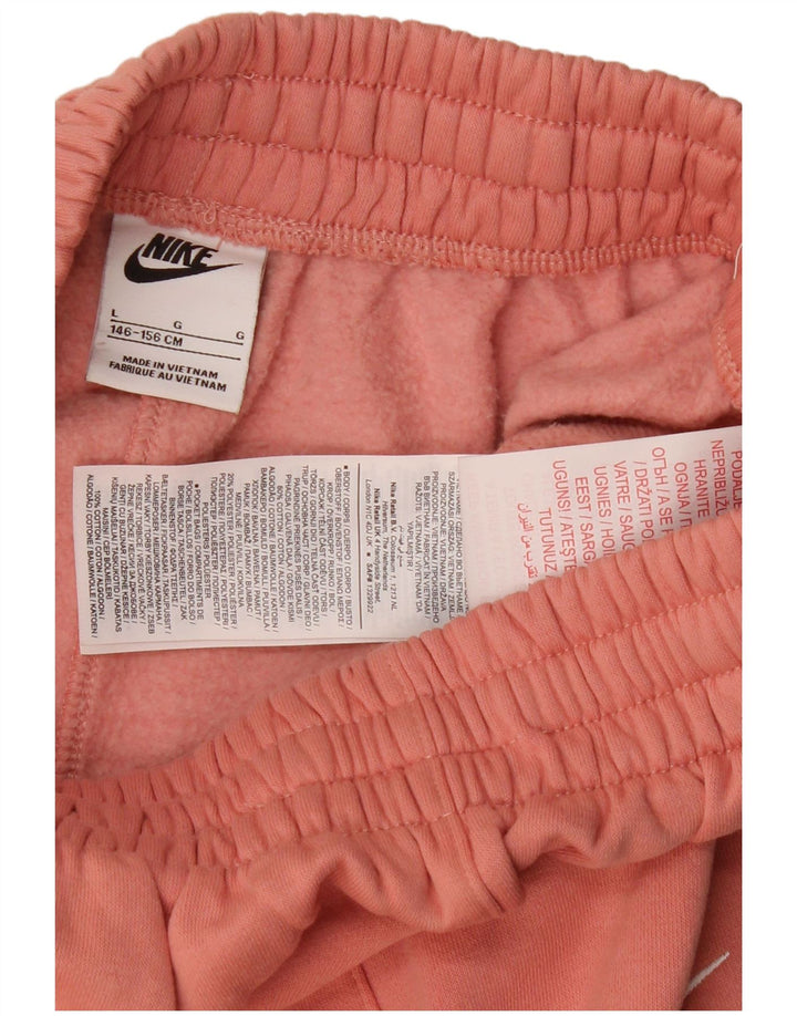 NIKE Girls Tracksuit Trousers Joggers 12-13 Years Large Pink Cotton