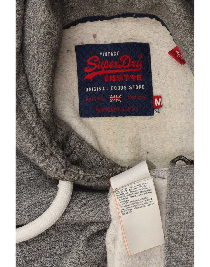 Superdry Mens Graphic Zip Hoodie Sweater Medium Grey Cotton