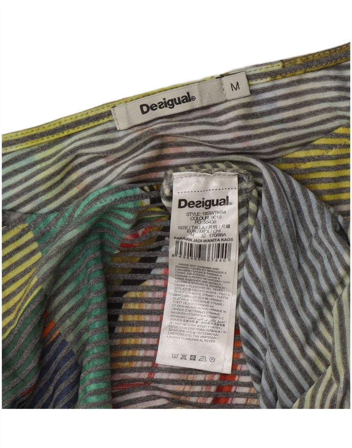 Desigual Womens Crop Blouse Top UK 14 Medium Multicoloured Pinstripe