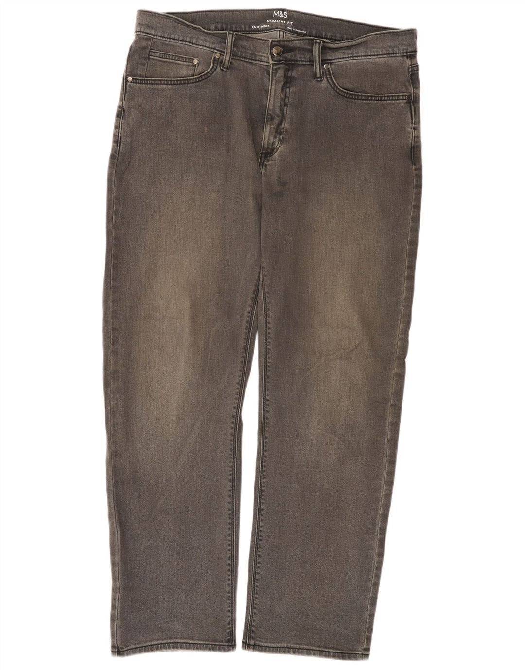 MARKS & SPENCER Mens Straight Jeans W34 L29 Grey Cotton