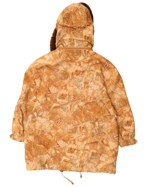 VINTAGE Womens Hooded Windbreaker Coat Size 22 3XL Beige Geometric