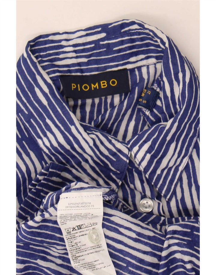 Piombo Womens Shirt UK 10 Small Blue Ikat Cotton