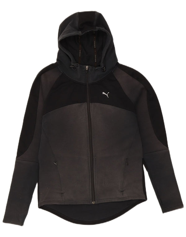Puma Womens Zip Hoodie Sweater UK 10 Small Black Colourblock Cotton