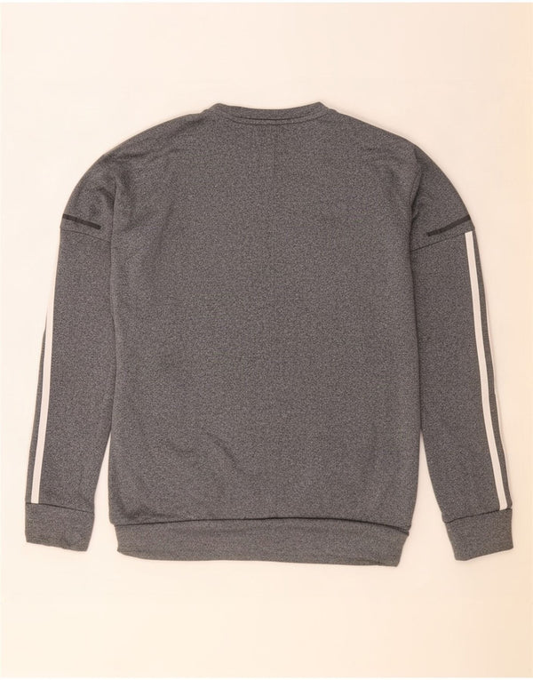 Adidas Womens Sweatshirt Jumper UK 12/14 Medium Grey Flecked Polyester