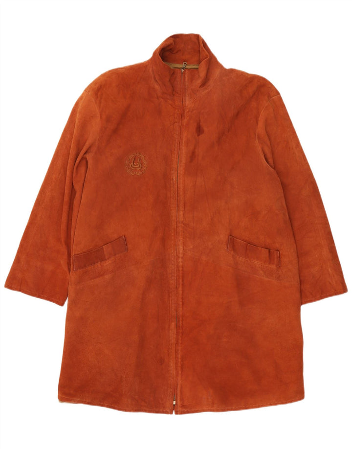Vintage Womens Oversized Suede Overcoat IT 42 Medium Brown Leather